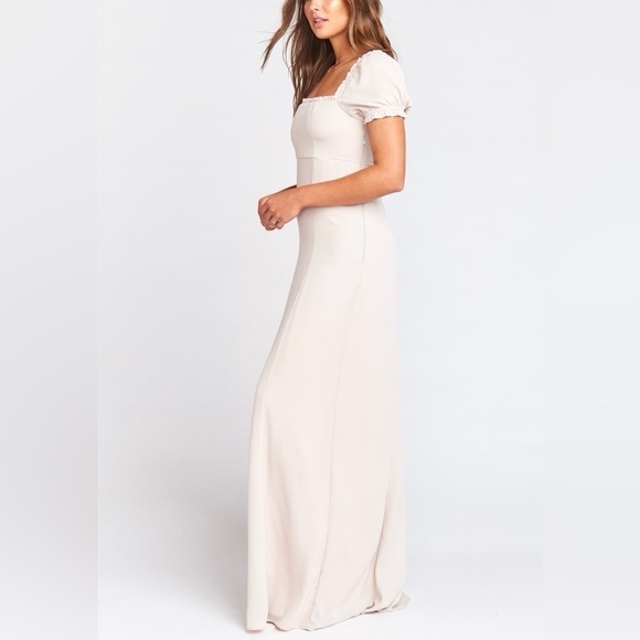 NWT Show Me Your MuMu Brittany Maxi Dress Show Me the Ring Crisp in Dove Grey, S - Picture 3 of 15